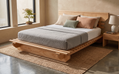 Mid set solid timber bed frame handcrafted in Melbourne from Tasmanian Oak - Back to Bed